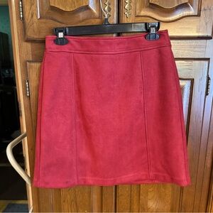 LOFT Vibrant Red Faux Suede Mini Skirt